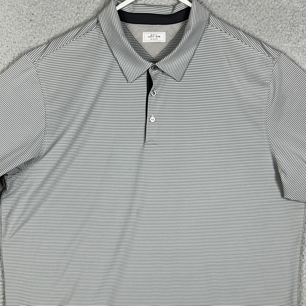 Adidas adiPure Polo Shirt Mens Large Grey Golf Striped Performance Rugby Stretch
